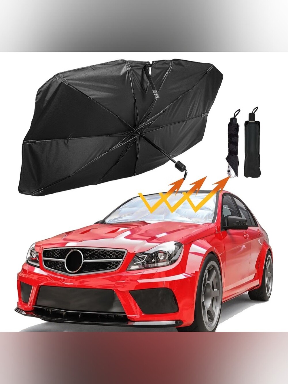 Foldable Black Umbrella Sun Shade for  Windshield